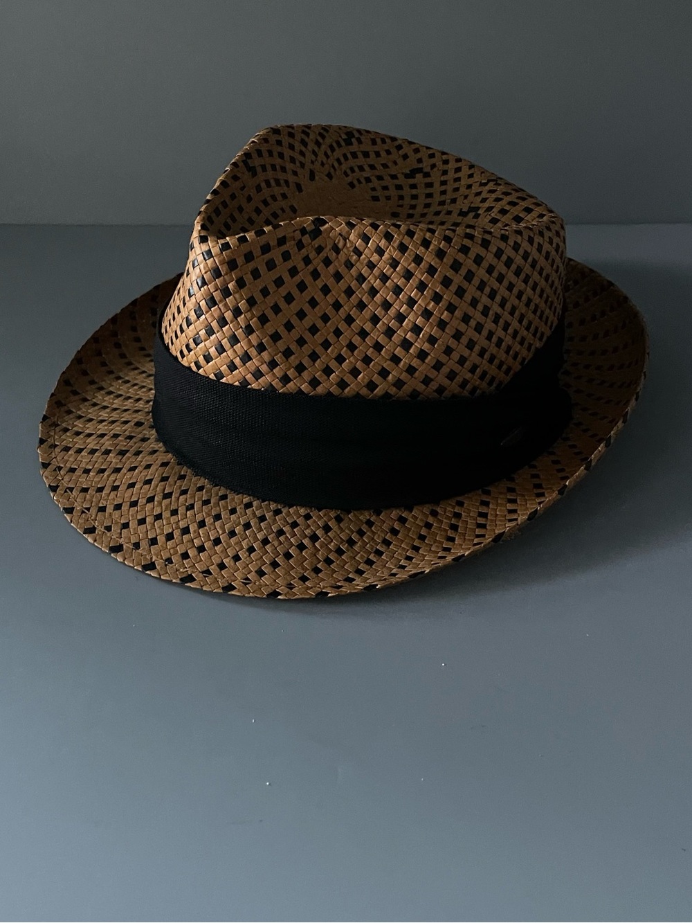 Scala Authentic Classico Vintage Woven Straw Fedora Hat M USA Hand Made